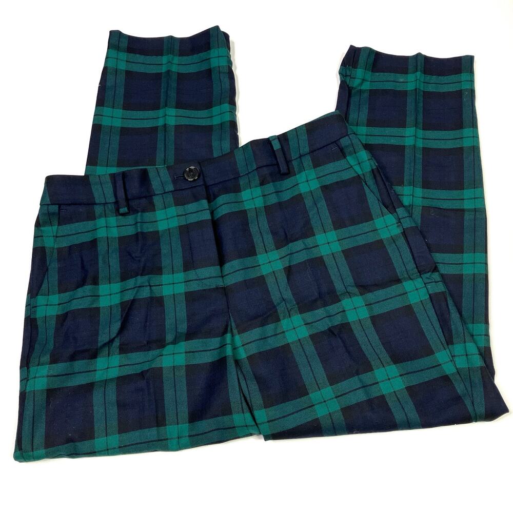 Talbots | Plaid Ankle Pants Wool Blend Green Navy Black Womens 10 Petite